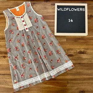 Wildflowers Pocketful of Wonder Mayberry Laverne Dress 14 Brown Gingham Floral